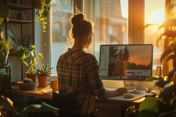 Poster - A person typing away on their laptop, possibly doing some work or studying