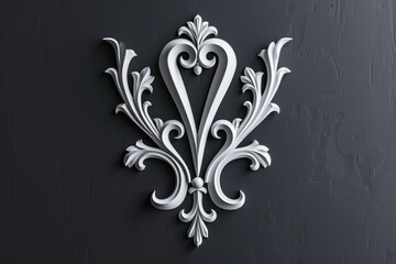 Poster - A white decorative object sits on a black wall, providing contrast and visual interest