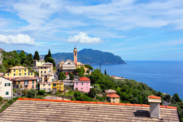 Wall Mural - Punta chiappa Ligurian coast taken from Pieve Ligure Alta Italy