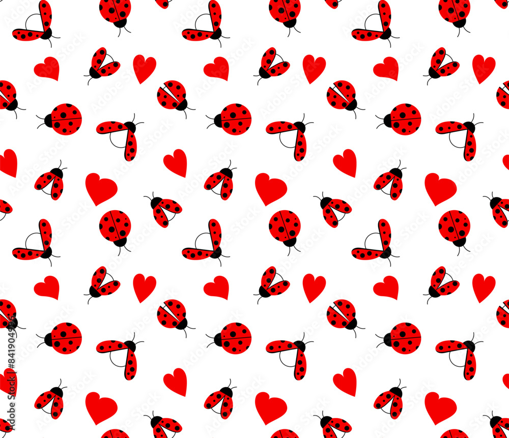Lady Bug Spring Pattern Seamless ladybugs pattern. Kids pattern design Stock Vector | Adobe Stock