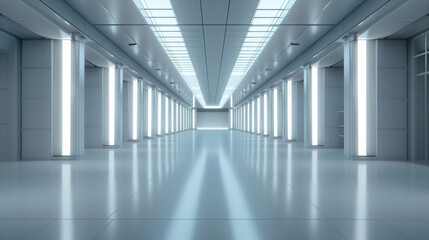 Poster - Empty clean futuristic warehouse. Background image. Created with Generative AI technology.