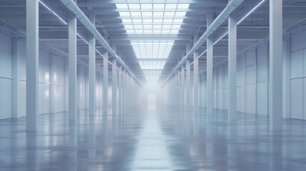 Poster - Empty clean futuristic warehouse. Background image. Created with Generative AI technology.