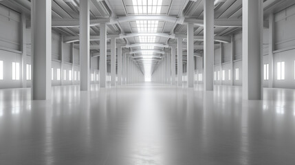 Poster - Empty clean futuristic warehouse. Background image. Created with Generative AI technology.