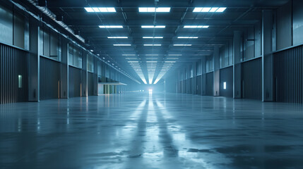 Poster - Empty clean futuristic warehouse. Background image. Created with Generative AI technology.