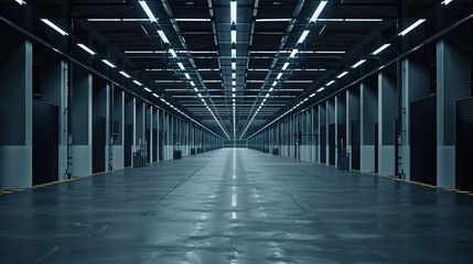 Poster - Empty clean futuristic warehouse. Background image. Created with Generative AI technology.