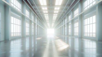 Poster - Empty clean futuristic warehouse. Background image. Created with Generative AI technology.