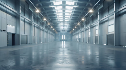 Poster - Empty clean futuristic warehouse. Background image. Created with Generative AI technology.