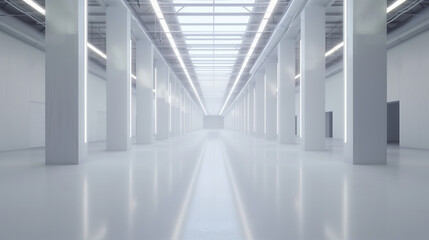 Poster - Empty clean futuristic warehouse. Background image. Created with Generative AI technology.