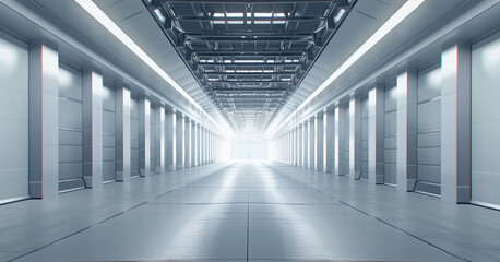 Poster - Empty clean futuristic warehouse. Background image. Created with Generative AI technology.