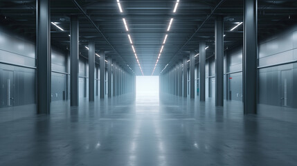 Poster - Empty clean futuristic warehouse. Background image. Created with Generative AI technology.