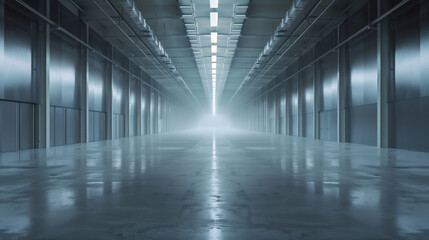 Poster - Empty clean futuristic warehouse. Background image. Created with Generative AI technology.