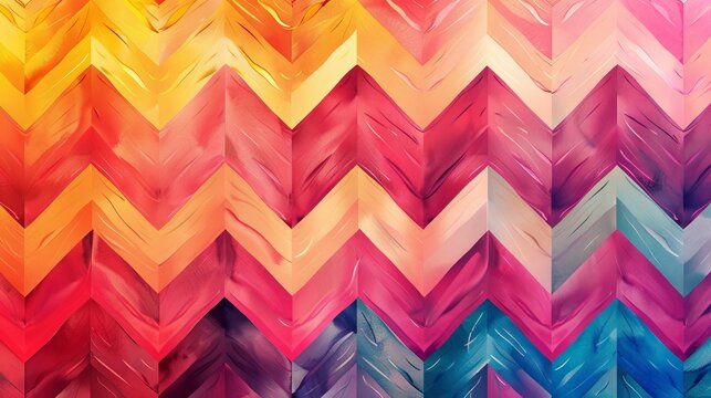 Colorful abstract chevron pattern with various shades in vibrant hues. Geometric and artistic design concept