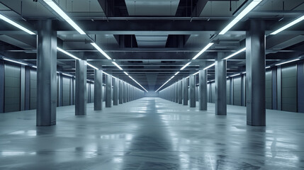 Poster - Empty clean futuristic warehouse. Background image. Created with Generative AI technology.