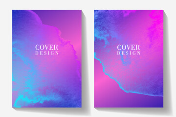 Wall Mural - Elegant colorful cover design set. Neon color gradient luxury vector background set with transparent texture for cover design, invitation, poster, wedding card, catalog, brochure, menu.