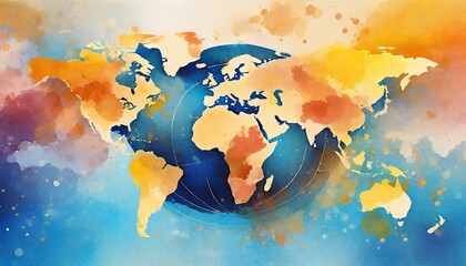 Poster - world map and globe