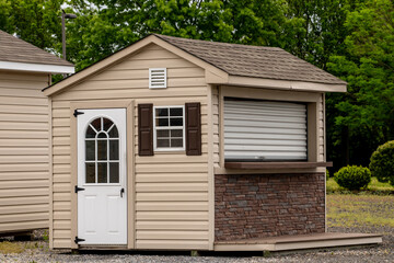 Wall Mural - american style wooden shed exterior view door window new store style