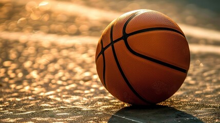 Poster - Futuristic glowing basketball ball on abstract geometric background - modern sports digital art