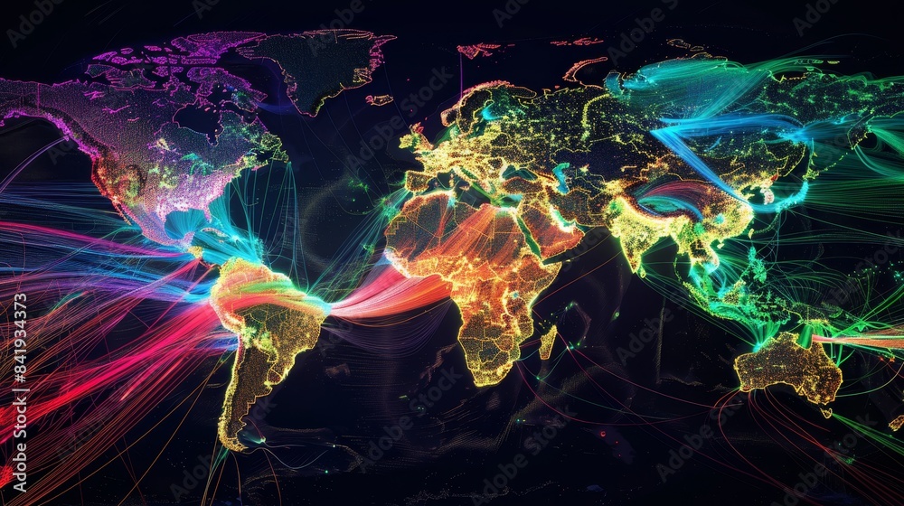 Visual map of undersea cable networks, highlighting global internet ...