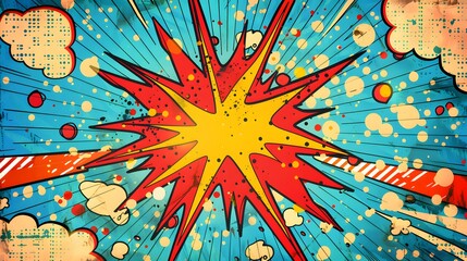 Wall Mural - VIntage retro comics boom explosion crash bang cover book design with light and dots. Can be used for decoration or graphics. Graphic Art