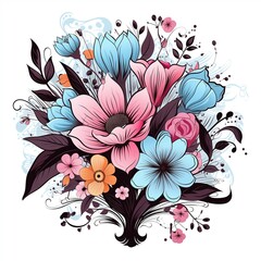 Wall Mural - floral background with flowers