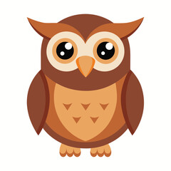 Brown owl bird in cartoon style