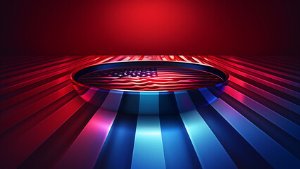 An artistic bowl with water and the US flag inside