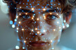 © ADDICTIVE STOCK - Portrait of a face highlighted by a digital network and light points, illustrating advanced facial recognition and biometry technology integrated with AI. Generative AI