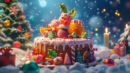 Wall Mural - A digital fruitcake, bursting with interactive surprises and festive animations