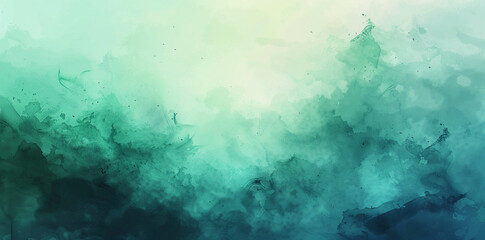 Wall Mural - Abstract background, blue and green gradient color with grainy texture. Soft and gentle texture with space for design or text. Abstract watercolor painting in the style of banner.