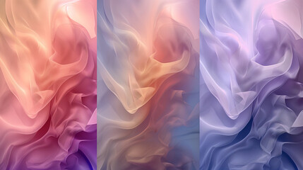 Wall Mural - set of vibrant abstract painting featuring fluid, overlapping waves of blue and pink hues