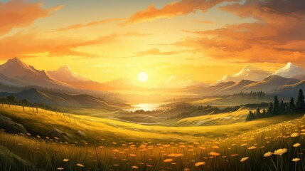 Wall Mural - sunset in the mountains