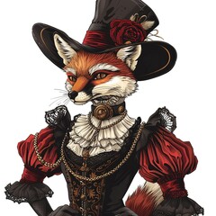 Wall Mural - Fox victorian inspired fashion