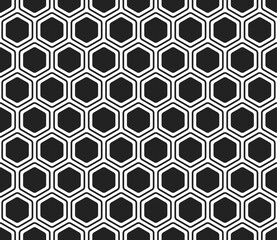 Poster - vector seamless pattern. bold rounded hexagons mosaic pattern with inner solid cells. hexagonal cell