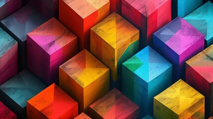 Colorful abstract geometric blocks, 3d rendering. Modern and vibrant design concept