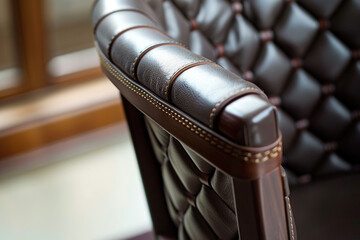 Wall Mural - An artistic close-up of the Bofinger chair's intricate stitching, showcasing its meticulous craftsmanship.