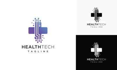health technology logo design template. health digital technology logo design