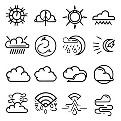 Rain icon, storm icon, weather icon, climate icon, meteorology icon, wind icon, snow icon, moon icon, thunderstorm icon, temperature icon, sun icon, cloud icon, nature icon, sky icon, winter icon, clo