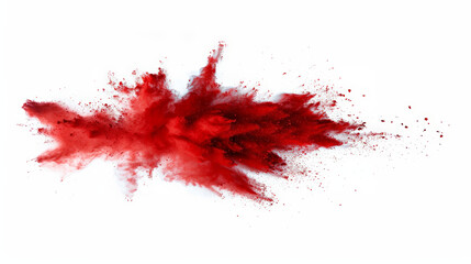 Vibrant red powder explodes on white background, creating dynamic abstract shape. Perfect for adding creativity to projects, celebrating festivals, or adding vivid color