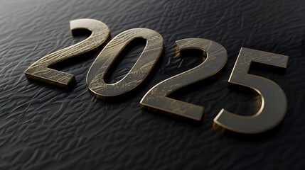 Wall Mural - 2025 Happy New Year black and gold design