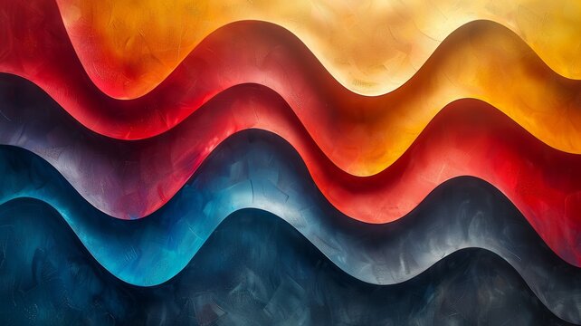 Vibrant abstract wave pattern with gradient colors, evoking a dynamic and flowing energy. Perfect for modern art and design projects.