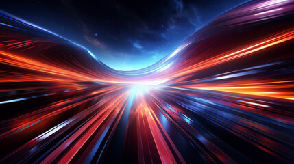 Wall Mural - abstract futuristic light streaks on a dark background, depicting speed, technology, and dynamic mov