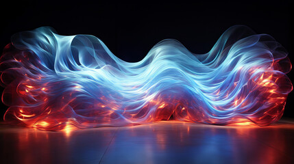 Wall Mural - abstract light waves in blue and red colors creating a flowing illusion on a dark background. perfec