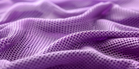 Abstract texture closeup of purple athletic fabric showcasing intricate patterns and mesh structure perfect for backgrounds and wallpapers