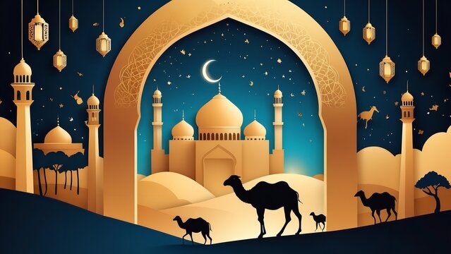 Eid Al Adha Mubarak the celebration of Muslim community - Generative AI