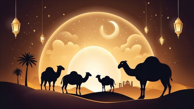 Eid Al Adha Mubarak the celebration of Muslim community - Generative AI