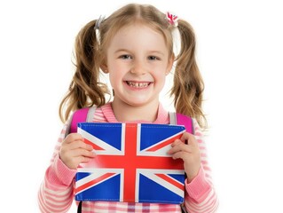 Poster - little girl with flag