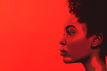 Side portrait of a black woman's face in cartoon style