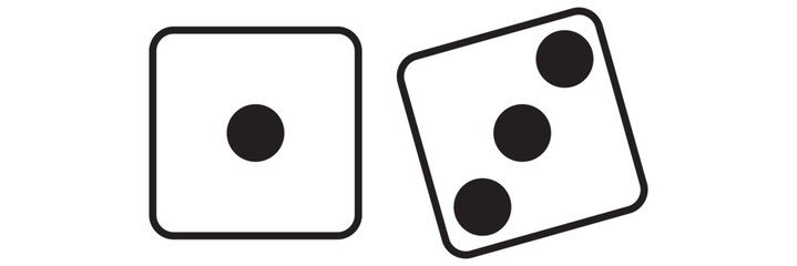 Set of monochrome dices. Vector isolated dice icons