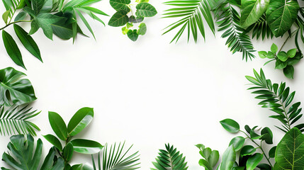 Tropical Leaf Frame with White Background