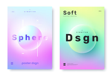 modern poster design with gradient round sphere in the center. colorful banner design with 3d gradie